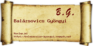 Balázsovics Gyöngyi névjegykártya